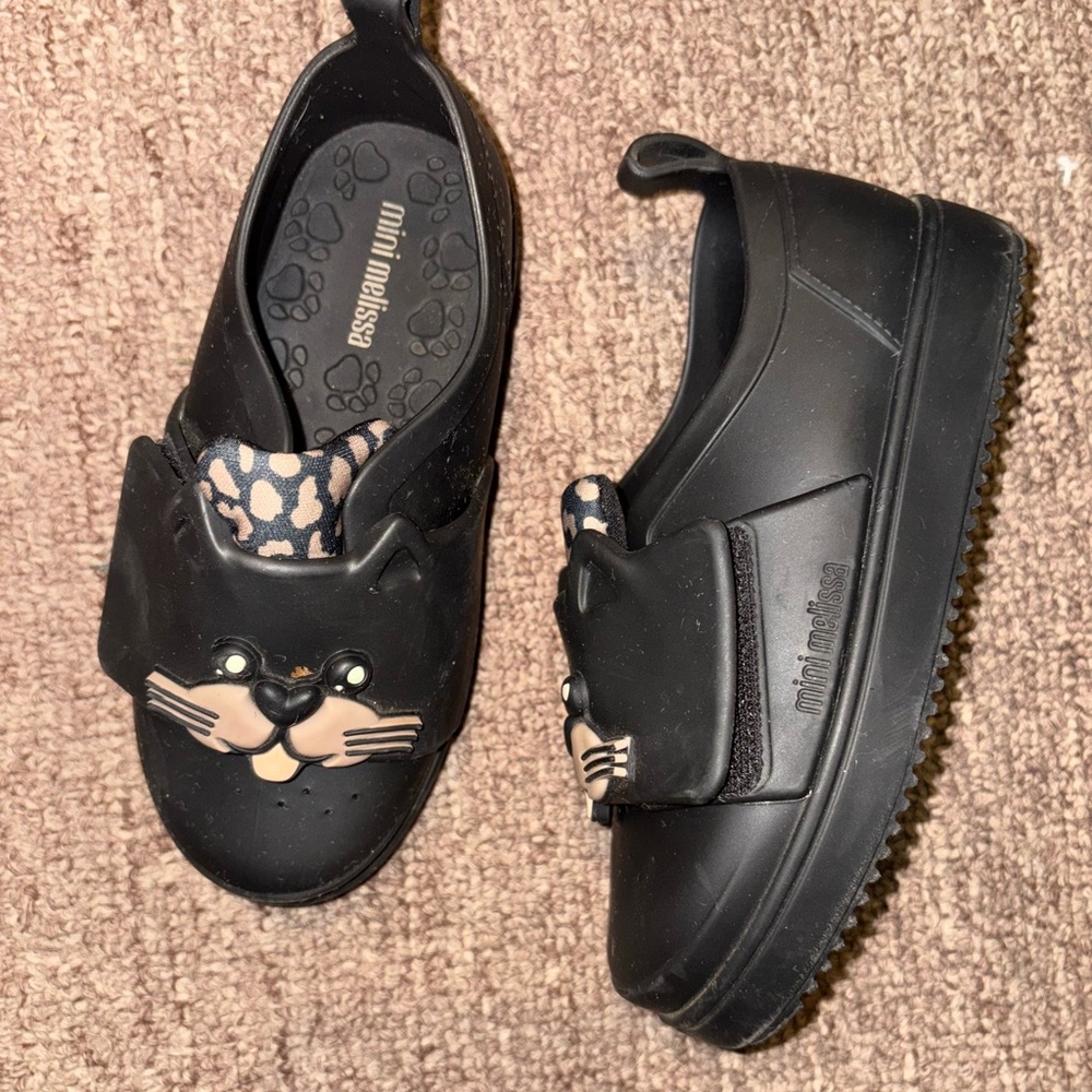 Mini Melissa Black Cat Slip-On Shoes
